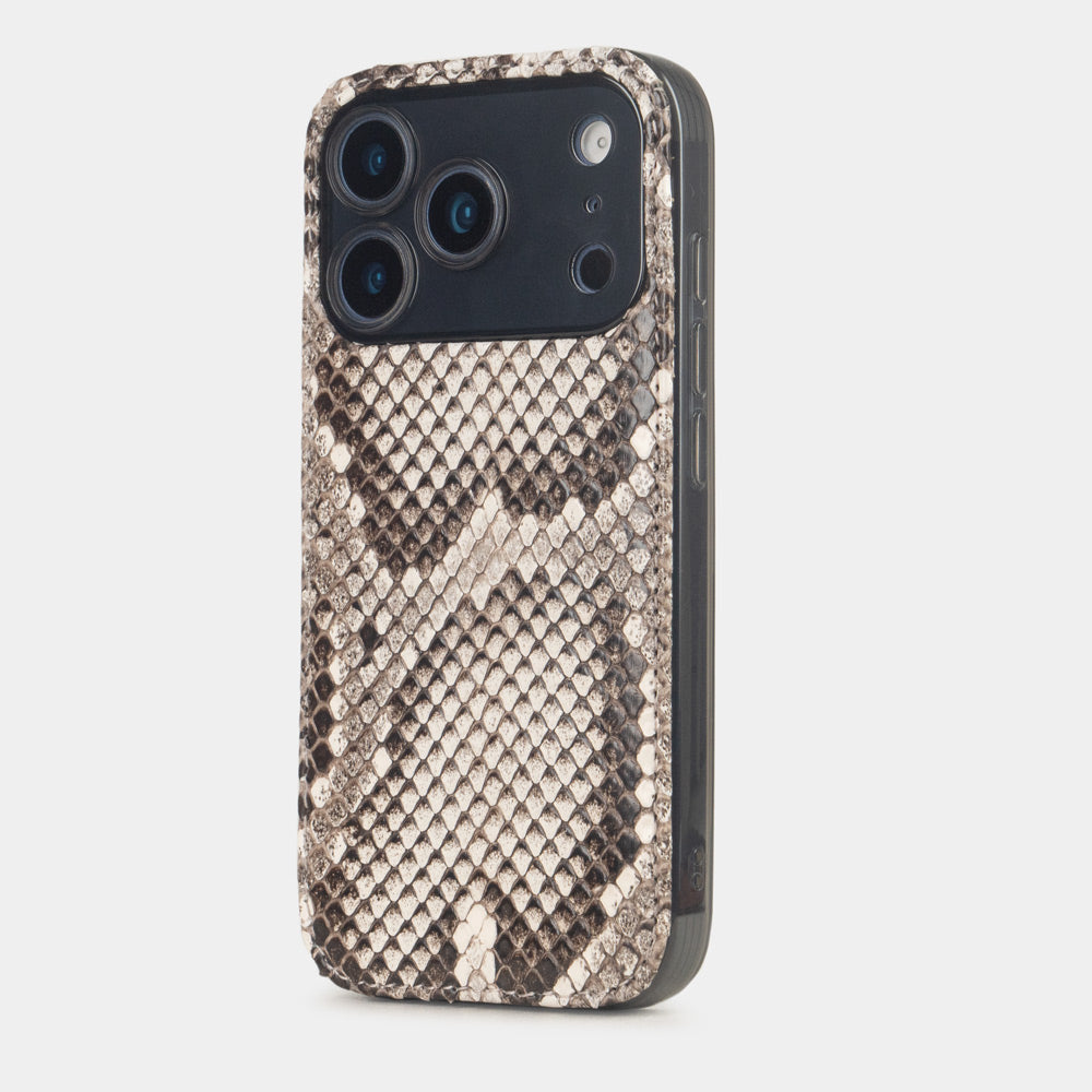 Natural  Python Cover Case iPhone 17 Pro Max blue – luxury handmade phone case in genuine python leather