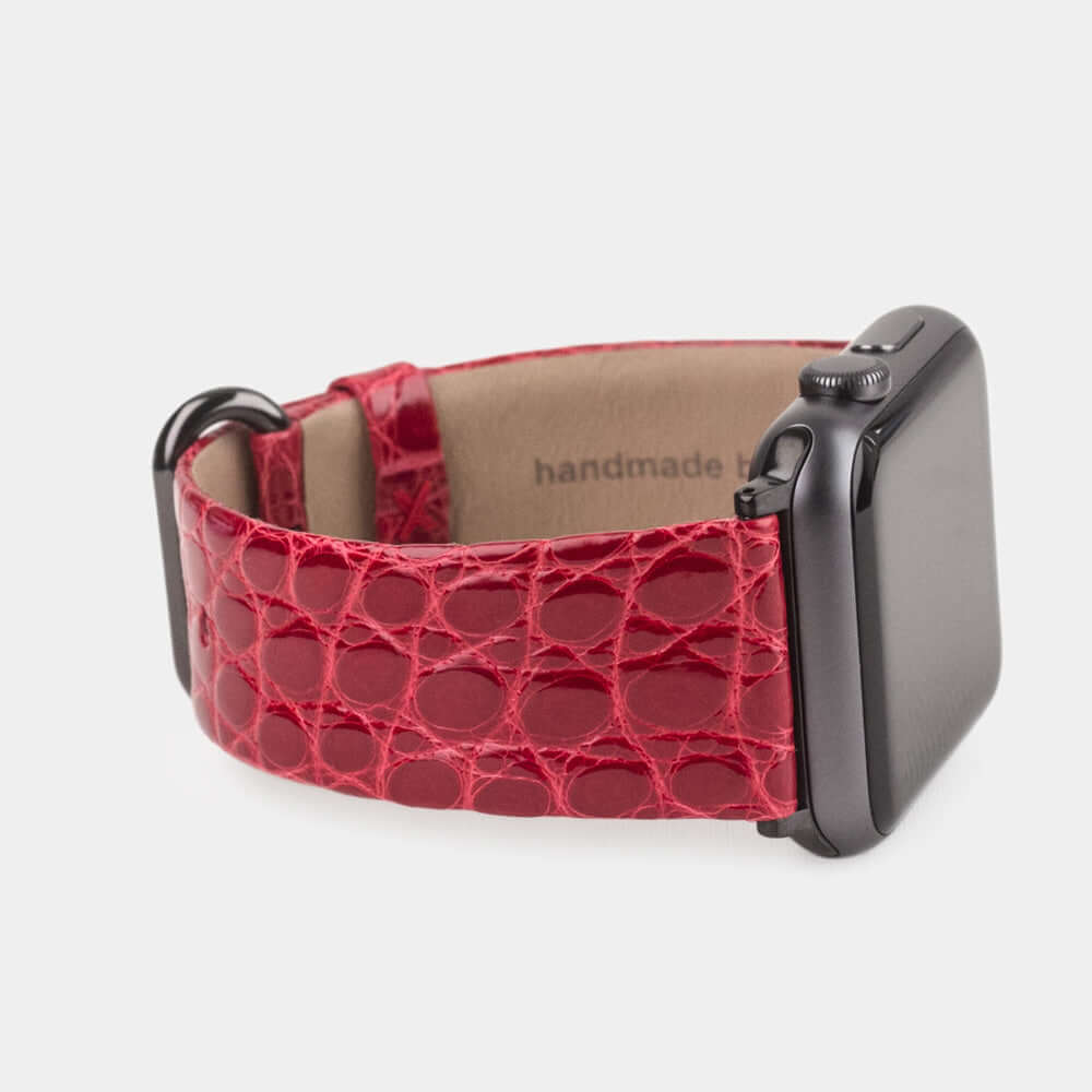 Alligator Shiny Strap Apple Watch 45/46mm Red | Marcel Robert - 5