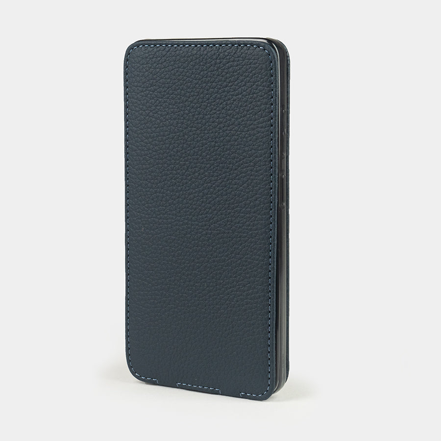 blue leather flip case Samsung S26 Ultra closed view with full screen protection