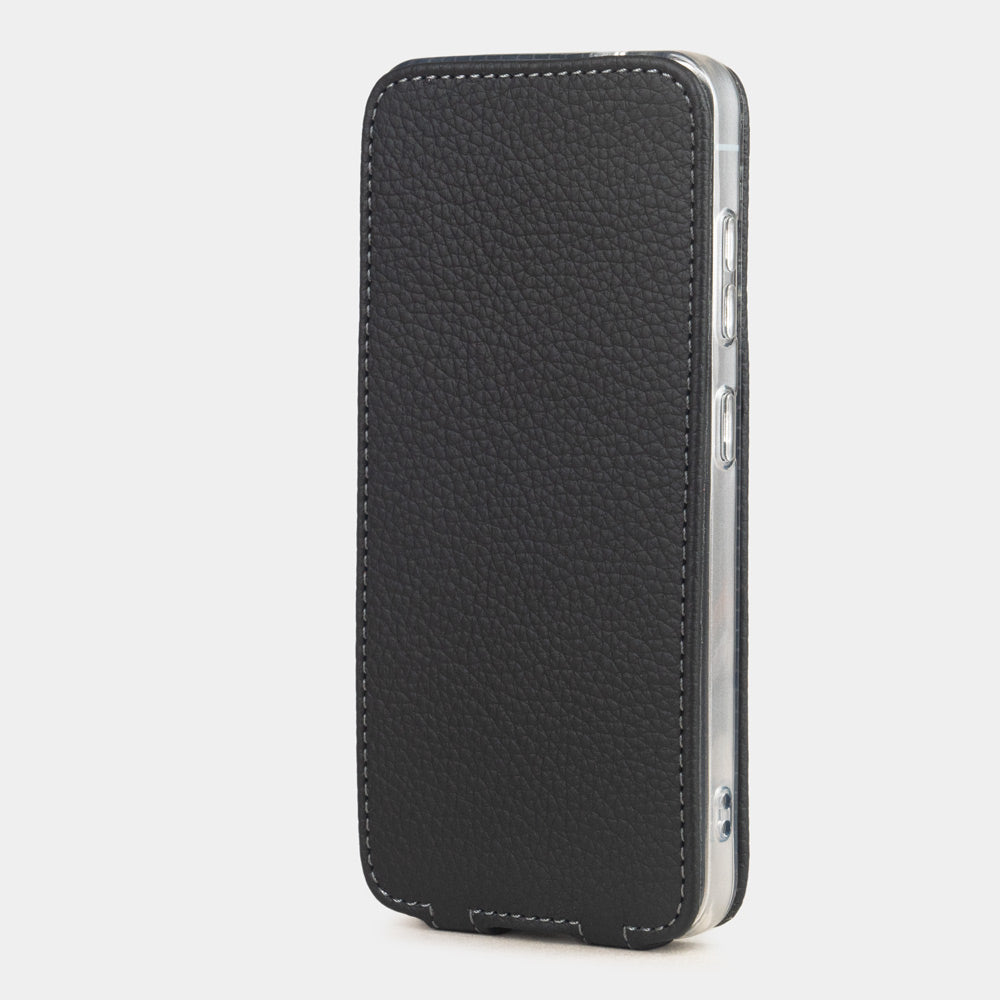 black leather flip case Samsung S26 & S26 Plus closed view with full screen protection
