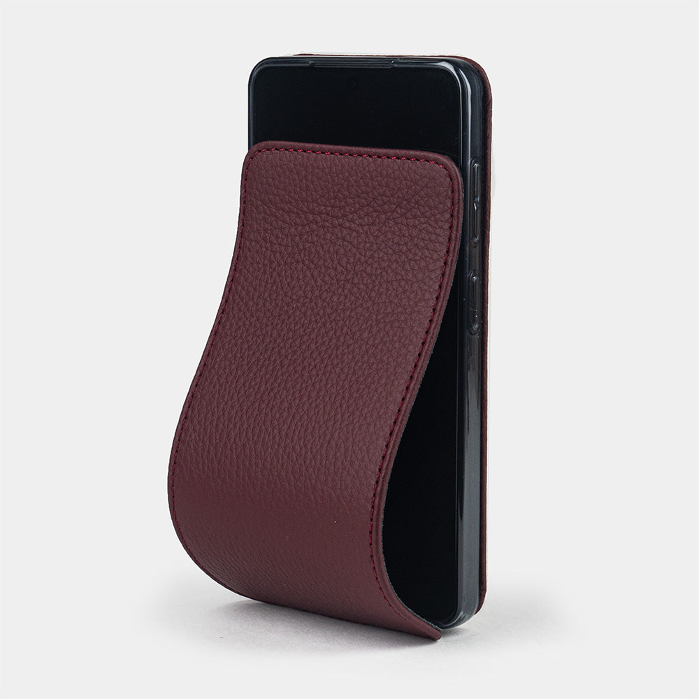 bordeaux leather flip case Samsung S26 & S26 Plus closed view with full screen protection