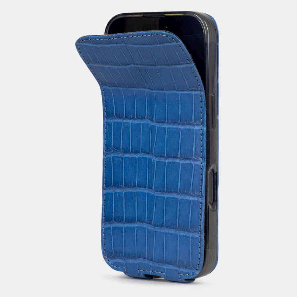 Individuelle Sonderanfertigung - Alligator Hülle iPhone 16 pro Blau