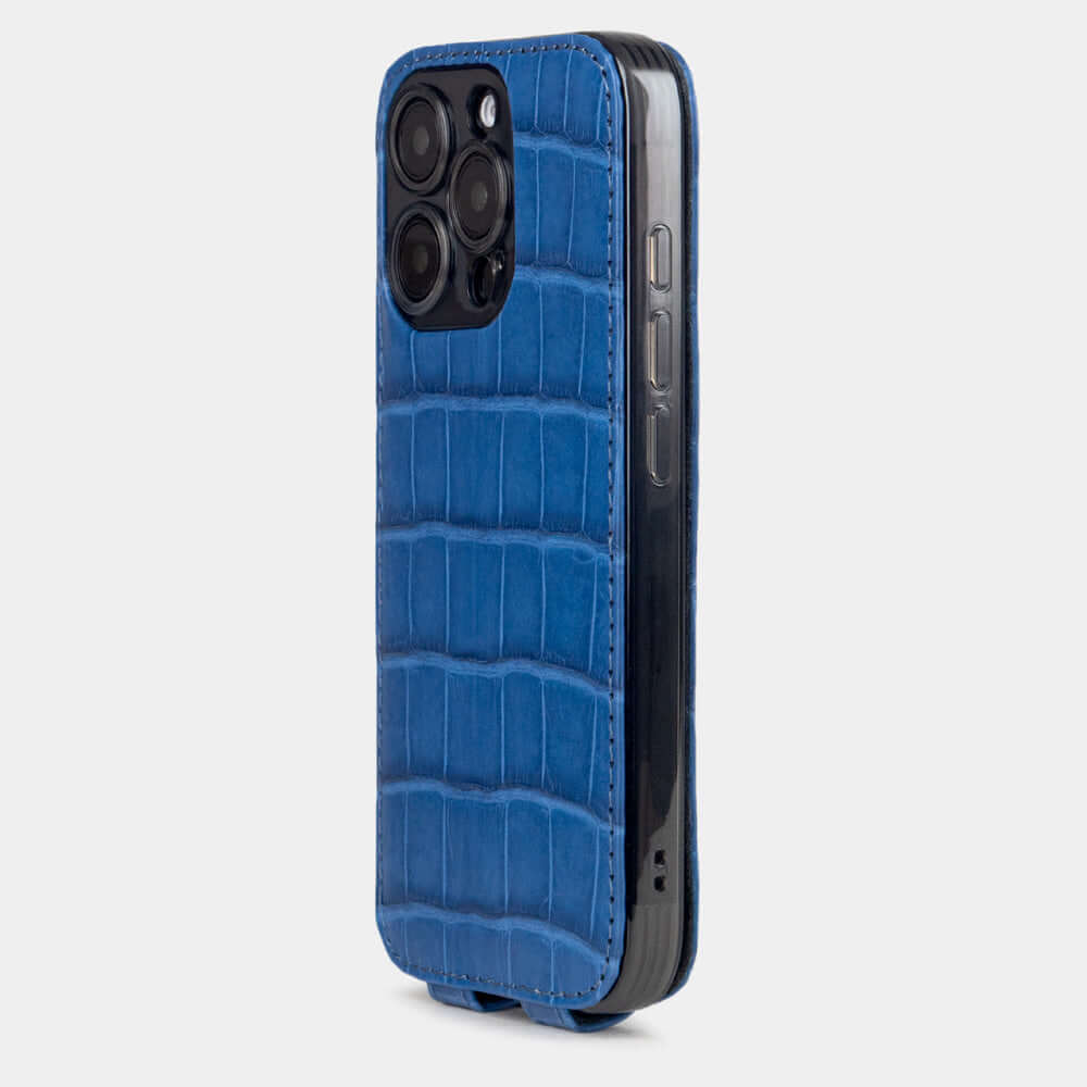 Individuelle Sonderanfertigung - Alligator Hülle iPhone 16 pro Blau