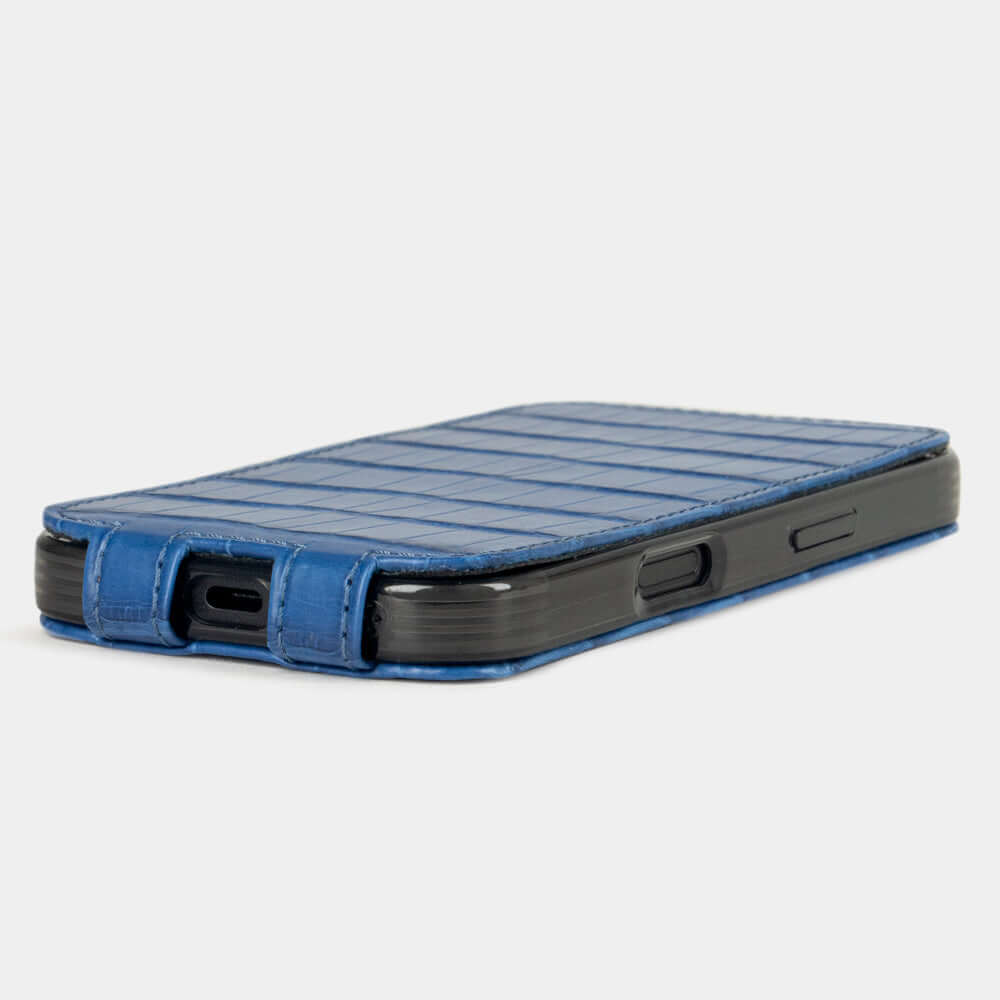Individuelle Sonderanfertigung - Alligator Hülle iPhone 16 pro Blau