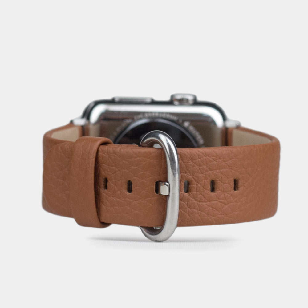 Armband für die Apple Watch 41/42 mm aus weichem genarbtem Kalbsleder in Gold, mit Adaptern und Schnalle aus Edelstahl | Hauptansicht