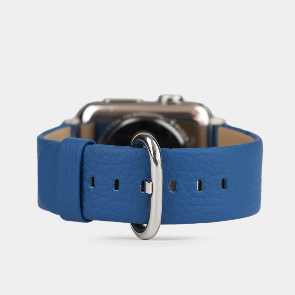Armband für die Apple Watch 41/42 mm aus weichem genarbtem Kalbsleder in Königsblau, mit Adaptern und Schnalle aus Edelstahl | Hauptansicht