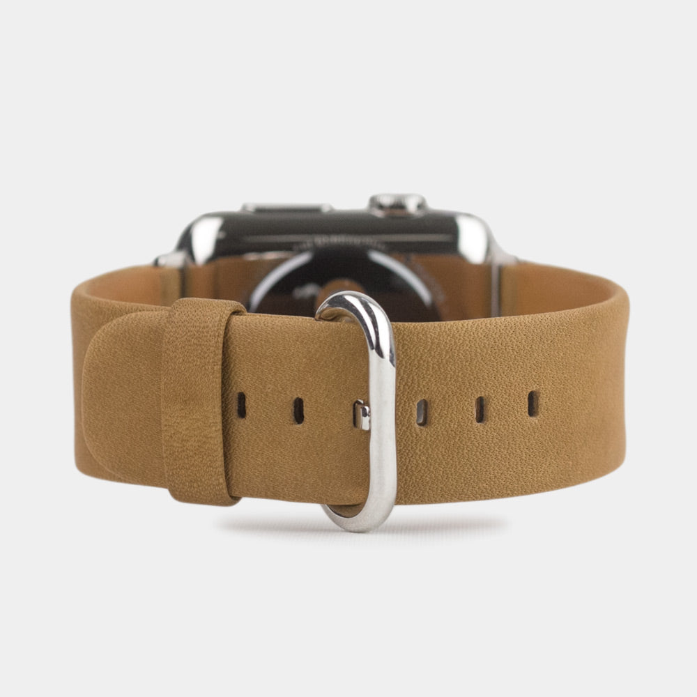 Cinturino per Apple Watch 45/46 mm in pelle di vitello liscia color vintage, con adattatori e fibbia in acciaio | vista principale