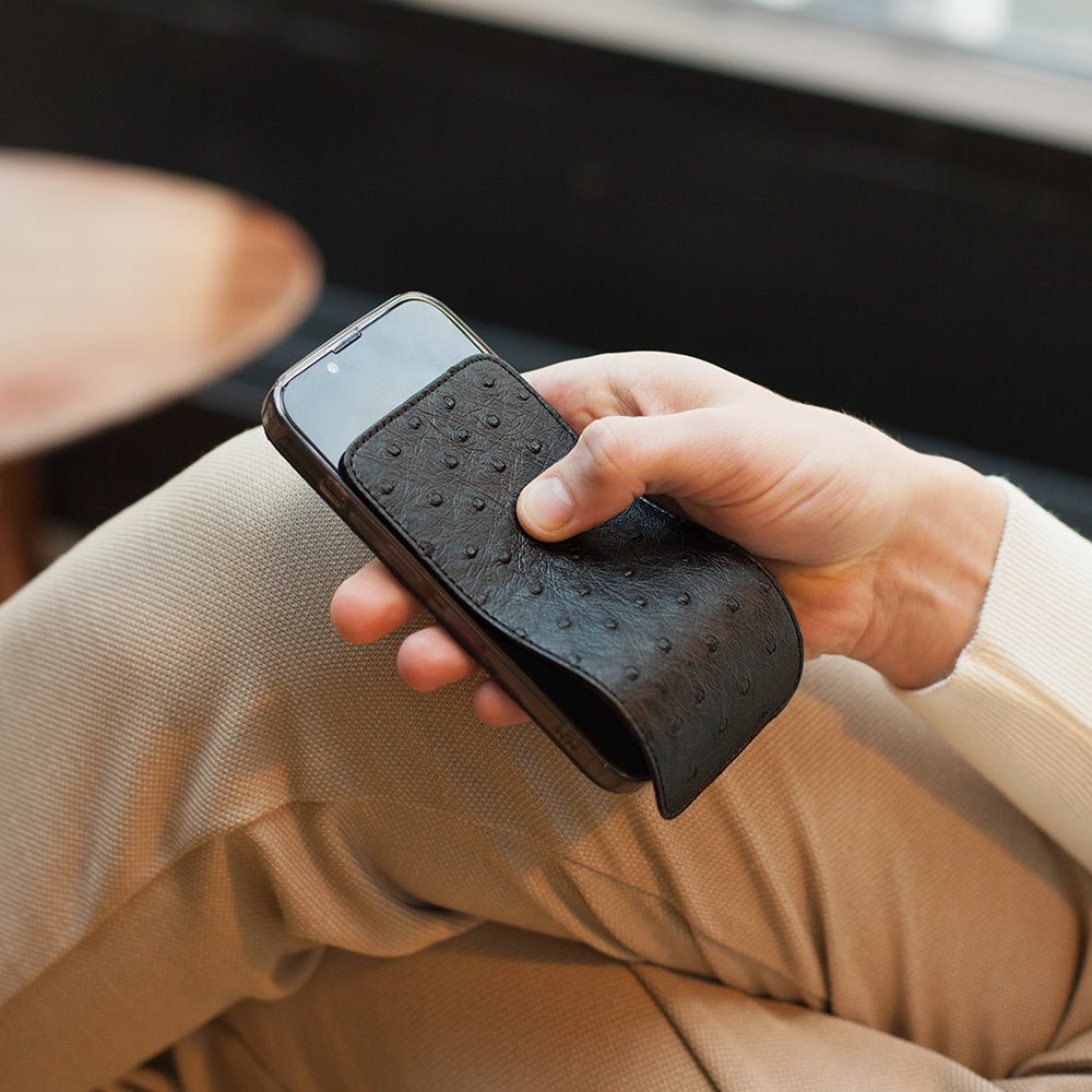 Ostrich Leather Case iPhone 13 Pro Black | Marcel Robert - 0
