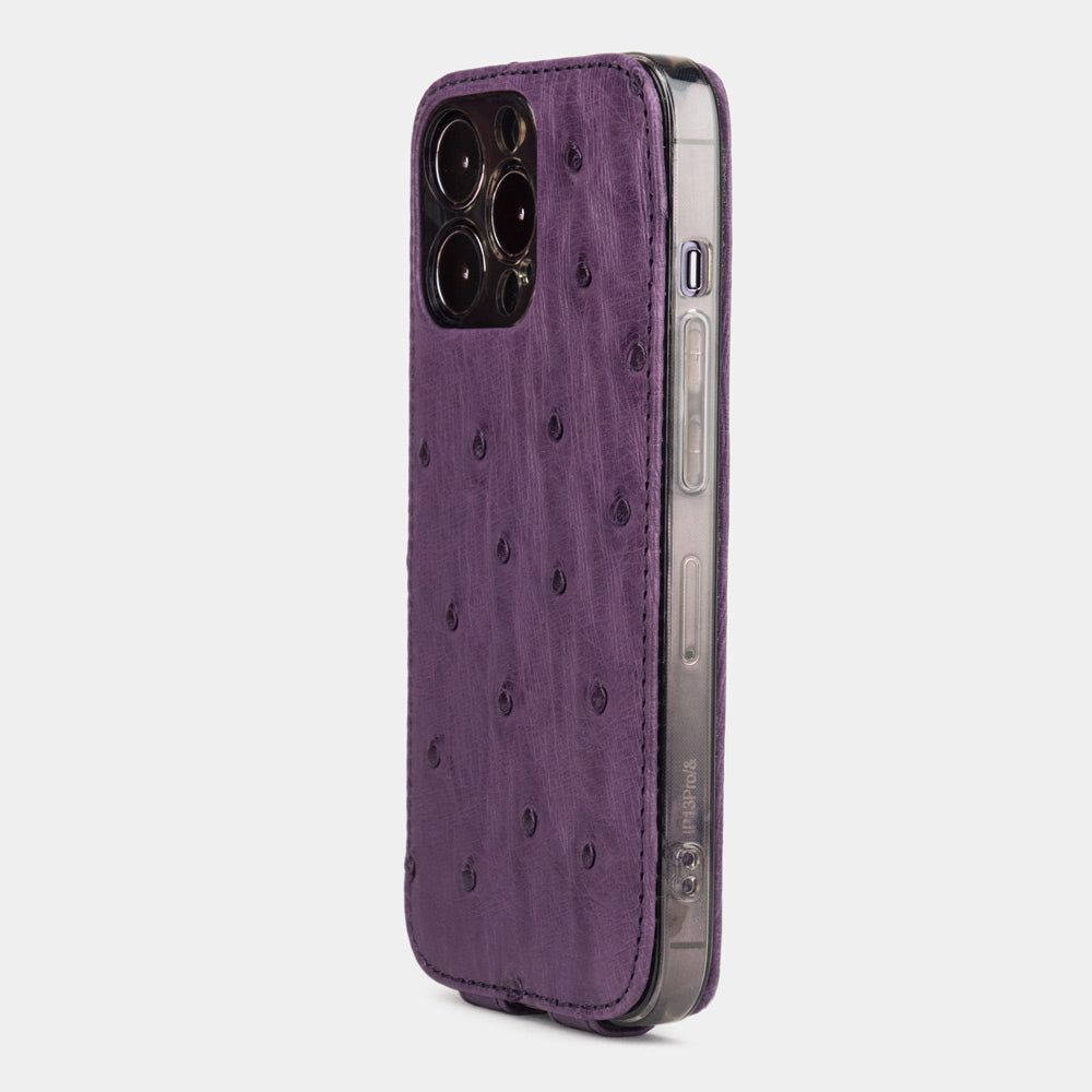 Cover iPhone 14 Pro pelle di struzzo – Viola – Marcel Robert