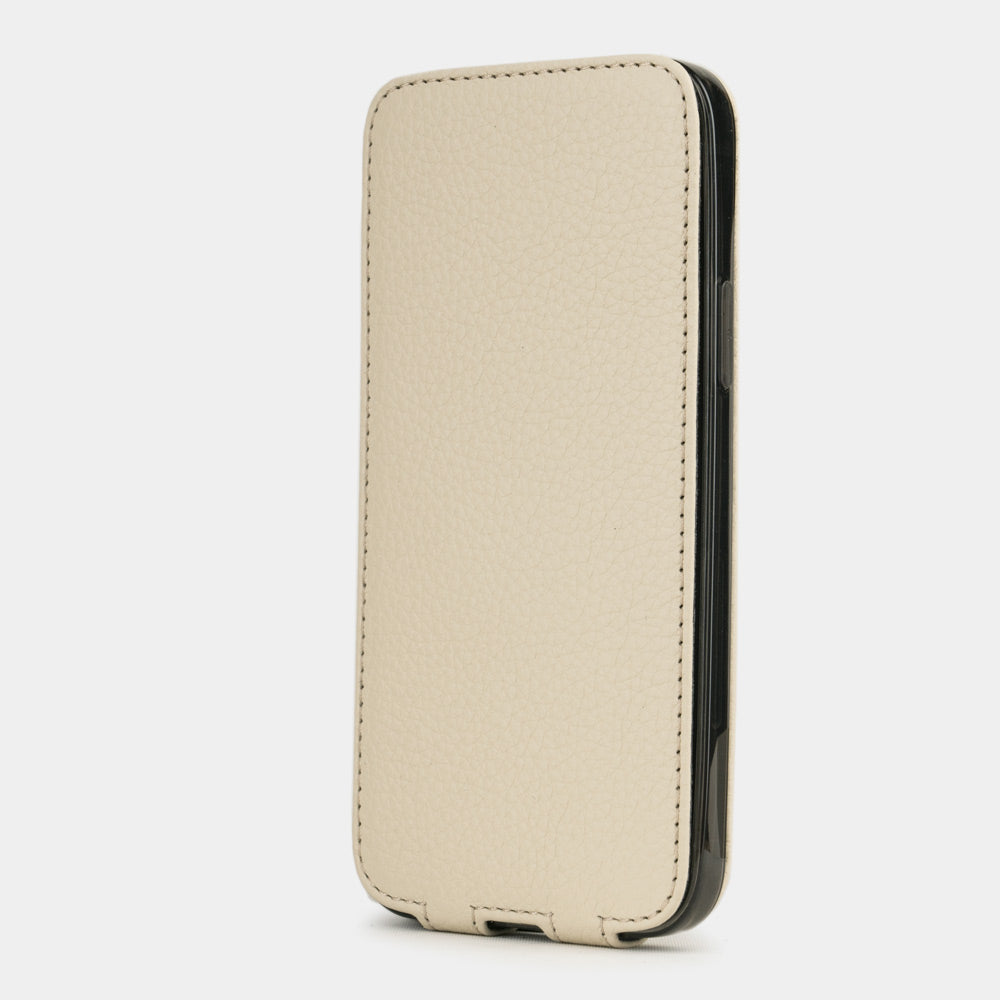 etui cuir iPhone 12 mini creme