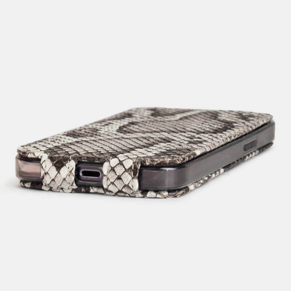 Natural python iPhone 14 Pro Max case, side detail