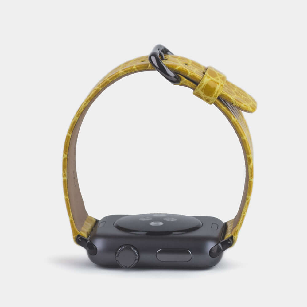 Alligator Shiny Strap Apple Watch 45/46mm Yellow | Marcel Robert - 6